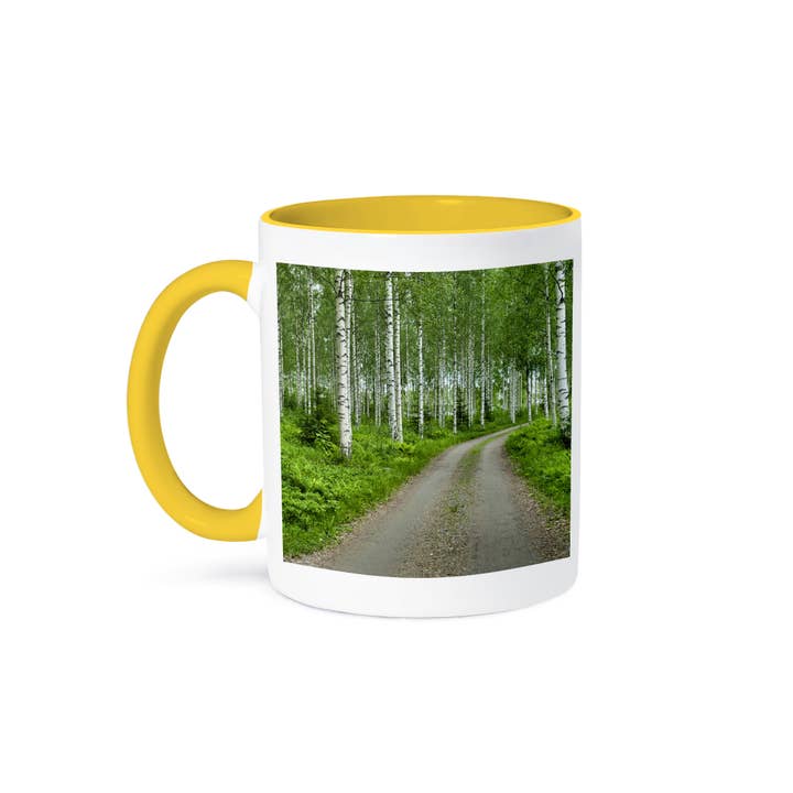 3dRose - Wholesale Coffee Mug - 3dRose, Finlandia, Savonlinna, dirt road in a birches forest, Mug