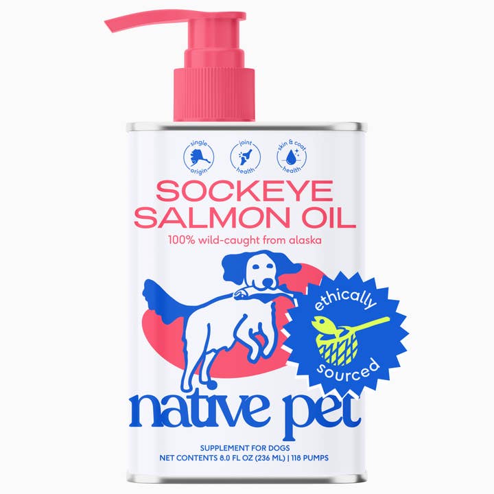 Native Pet - Wholesale Pet Supplement - Cat/Dog - Wild-Caught Alaskan Sockeye Salmon Oil, Skin & Coat Health