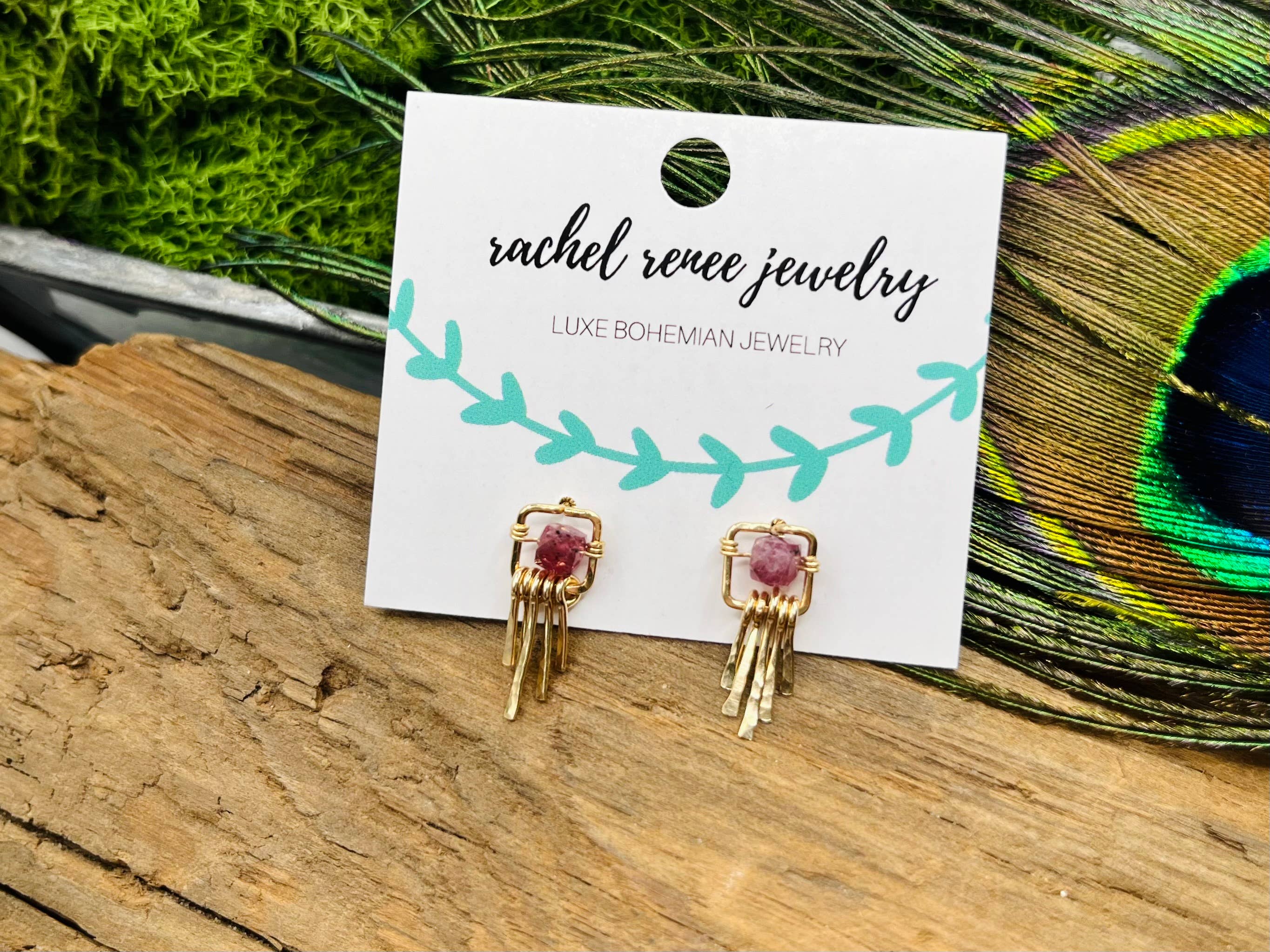Rachel Renee Jewelry - Wholesale Dangle Earrings - GRETA Dainty Fringe Gemstone Studs - More Colors Available9