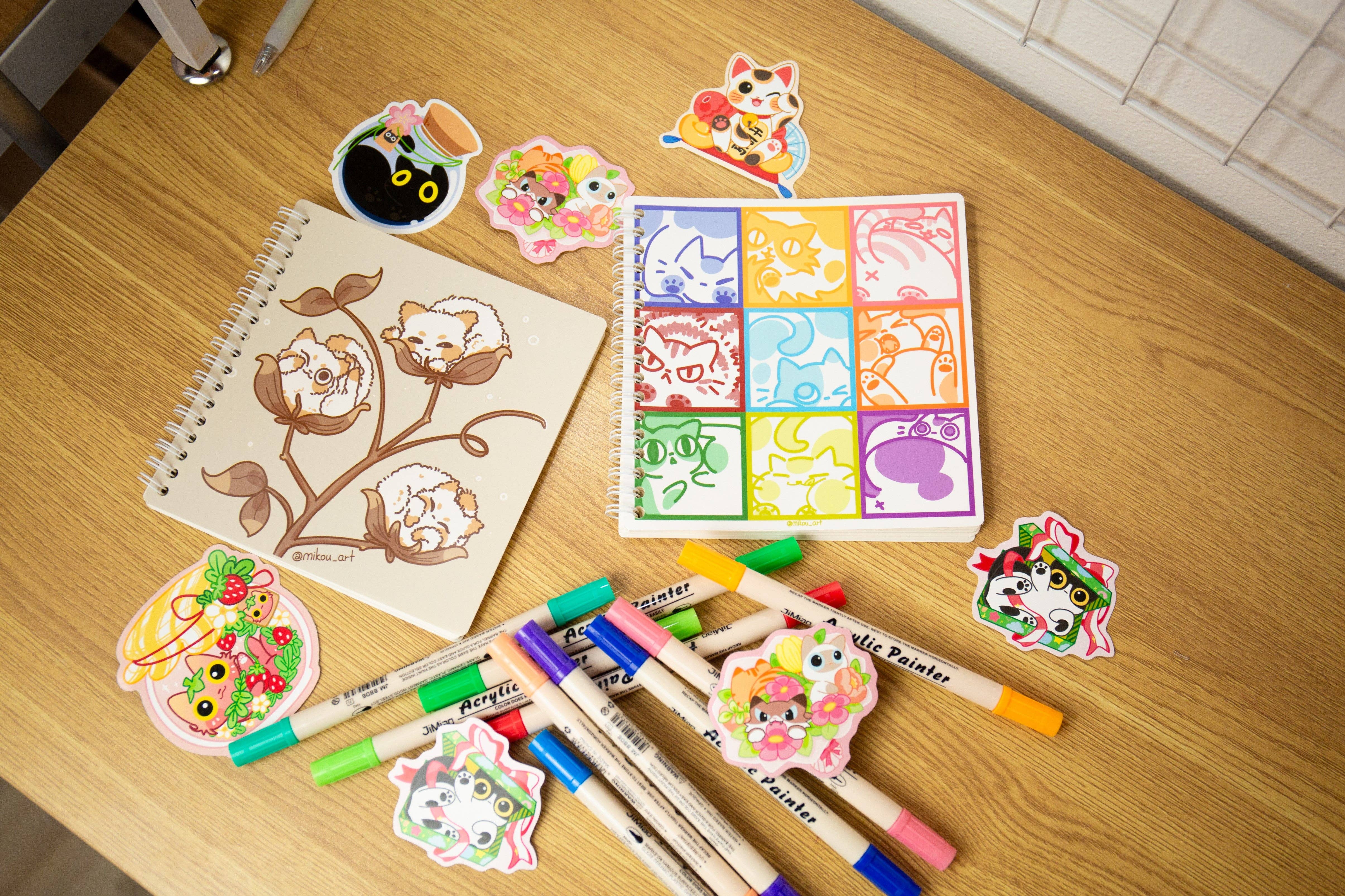 MikouArt - Wholesale Sticker - Cute Reusable Sticker Book | Cotton Cat Tree | 6x6 | Double Side | 40 Pages | Mikou Original Art5