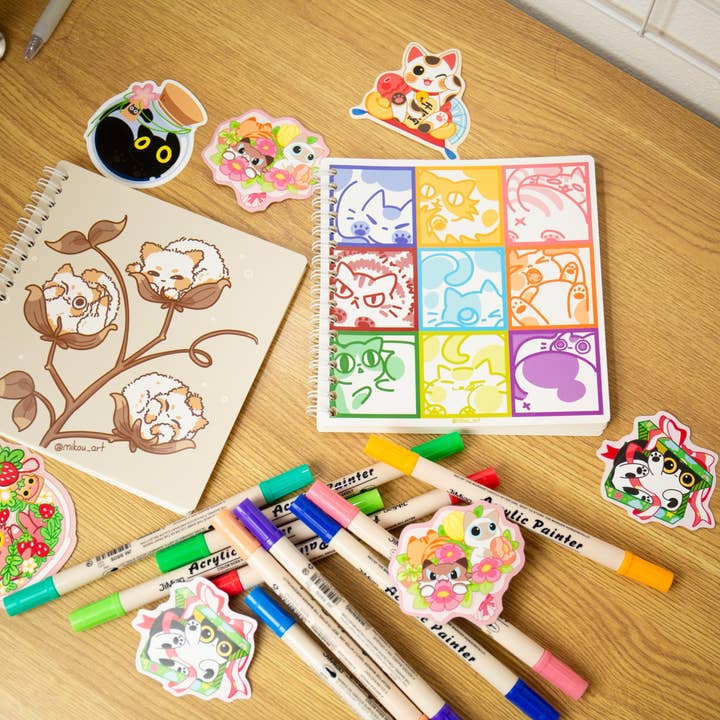 MikouArt - Wholesale Sticker - Cute Reusable Sticker Book | Cotton Cat Tree | 6x6 | Double Side | 40 Pages | Mikou Original Art5