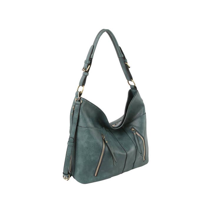 Handbag Factory Corp - Wholesale Shoulder Bag - Women's - Trendy design two front zipper hobo shoulder bag