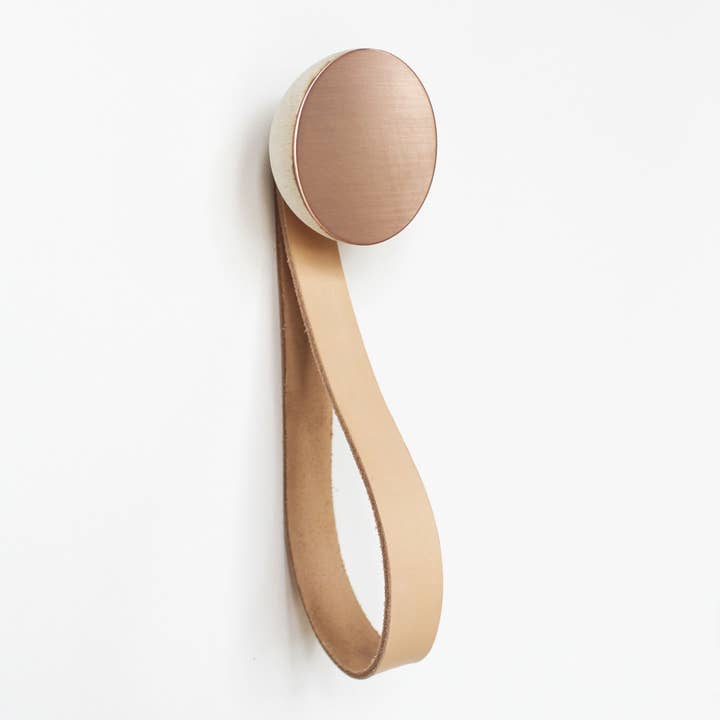 5mm Paper - Wholesale Wall Hook - Beech Wood & Copper Coat Hook With Leather Strap1