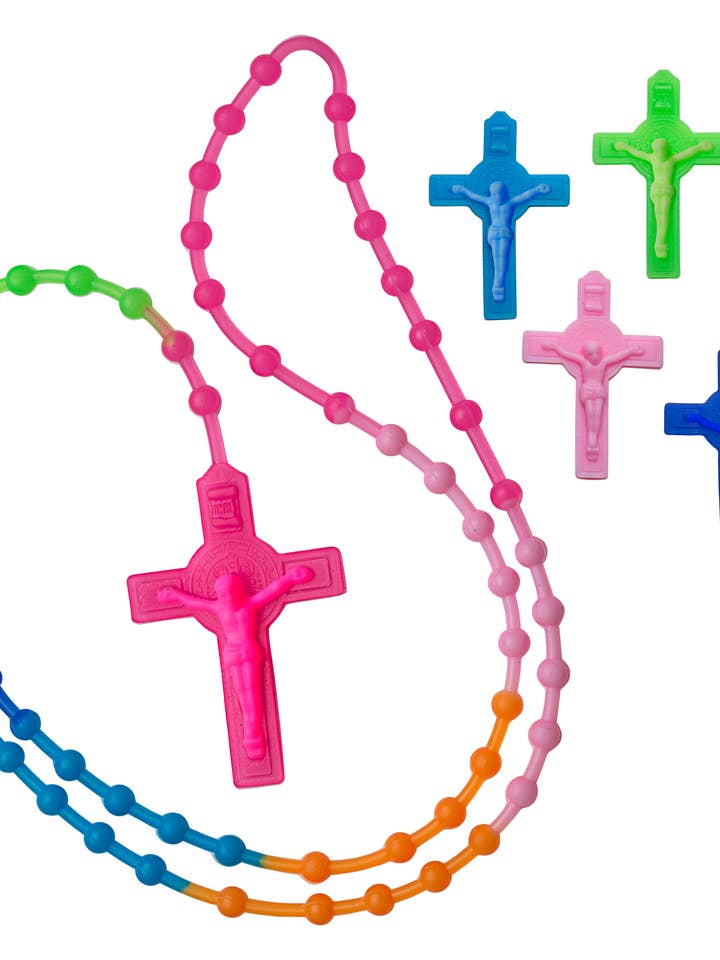 Bx-24 Rubbr Multi-Clr Rosaries for wholesale by H.J. SHERMAN COMPANY, INC.