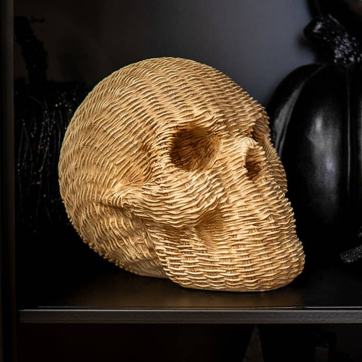 DesignStyles Home - Wholesale Decorative Figurine - Becki Owens Wicker-Look Resin Decorative Skull1
