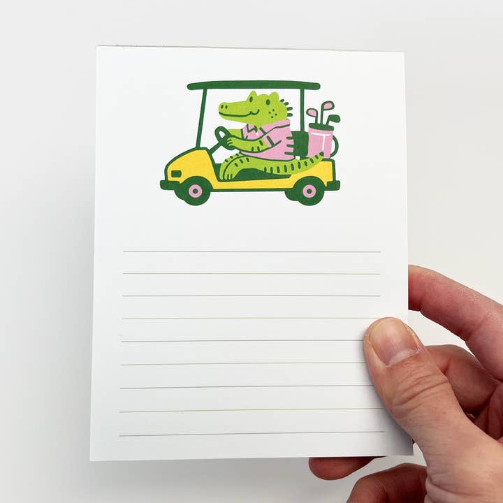 Taccuino per Golf Cart Alligatore – Blocco Note Illustrato Carino per la vendita all'ingrosso da parte di Sungy Side Up