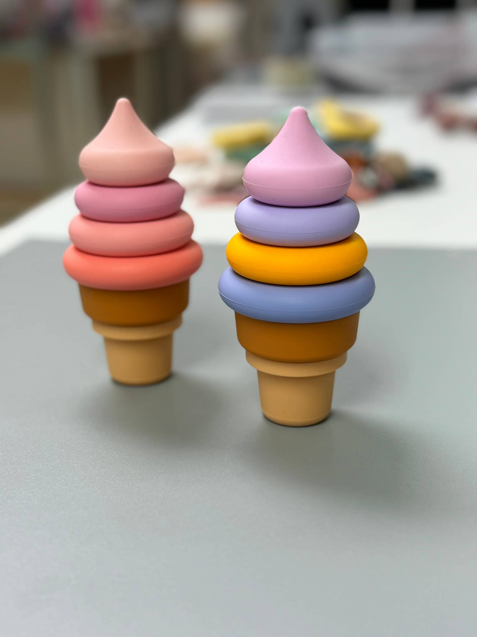 Three Hearts & Co./EMO & CO. - Wholesale Teether (Not Clip-On) - Baby - Silicone Stacking Ice Cream Teether BPA Free