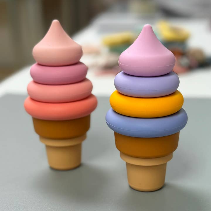 Three Hearts & Co./EMO & CO. - Wholesale Teether (Not Clip-On) - Baby - Silicone Stacking Ice Cream Teether BPA Free0