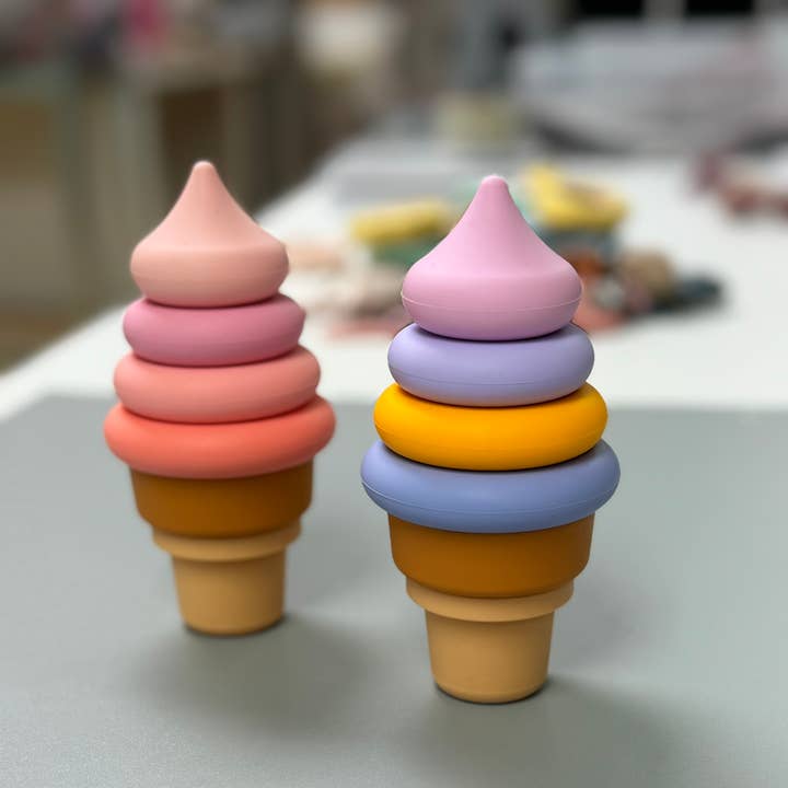 Three Hearts & Co./EMO & CO. - Wholesale Teether (Not Clip-On) - Baby - Silicone Stacking Ice Cream Teether BPA Free