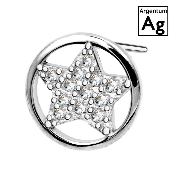 Orecchini stud in Argento 925 - Rotondo con Stella - POS-003 per la vendita all'ingrosso da parte di Awaken