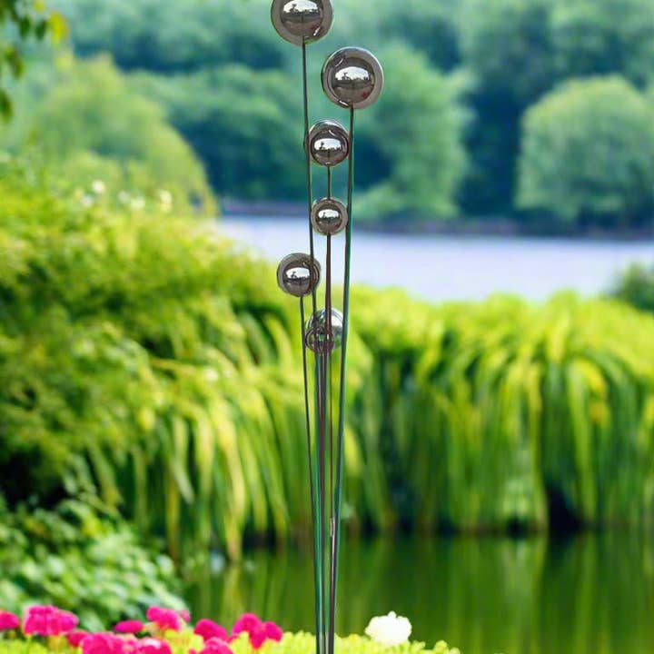 Marissa's Gifts - Wholesale Garden/Lawn Stake - Handmade stainless steel balls rusty pole garden decor 180cm