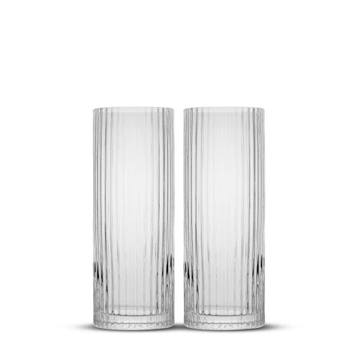 JoyJolt - Wholesale Cocktail/Liquor Glass - JoyJolt Elle Fluted Highball Juice Tumblers Glass - Set of 24