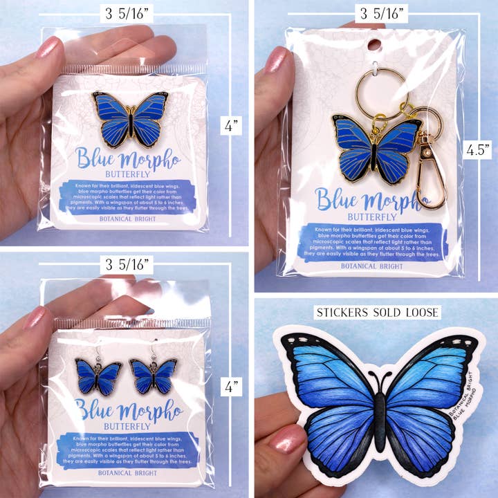 Botanical Bright - Wholesale Lapel Pin/Button - Blue Morpho Butterfly Enamel Pin