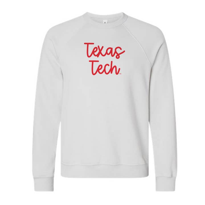 The Texas Tech Script | Silver Sweatshirt for wholesale by Scarlet & Gold