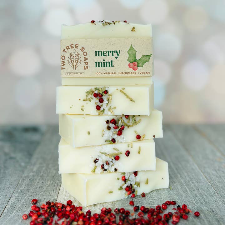 Merry Mint - Natural Handmade Bar Soap for wholesale by Two Tree Soaps