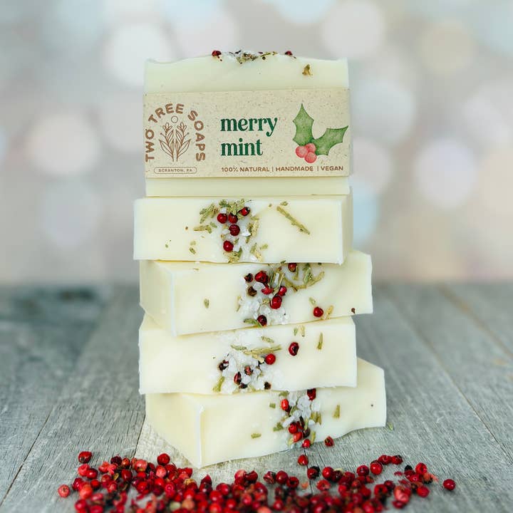 Merry Mint - Natural Handmade Bar Soap for wholesale by Two Tree Soaps