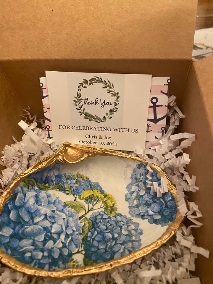 Blue Hydrangea Shell Dish for wholesale by Shore Hustle
