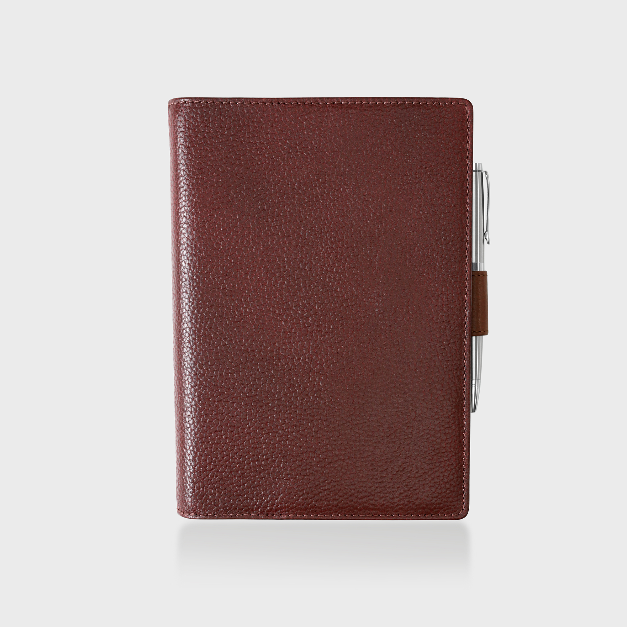 Acorn and Hide – Caderno por atacado – Caderno em Pele Pebble Grain - Cerejeira/Bronzeado0