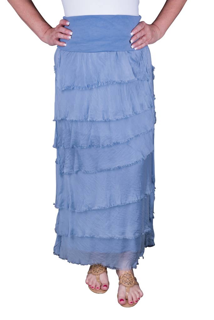 TINA Stephens Italy/Tees By Tina - Wholesale Skirt - Women's - Elisa Silk Ruffle Skirt (SL201)53