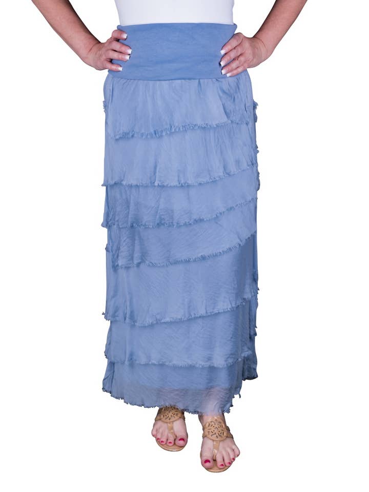 TINA Stephens Italy/Tees By Tina - Wholesale Skirt - Women's - Elisa Silk Ruffle Skirt (SL201)53