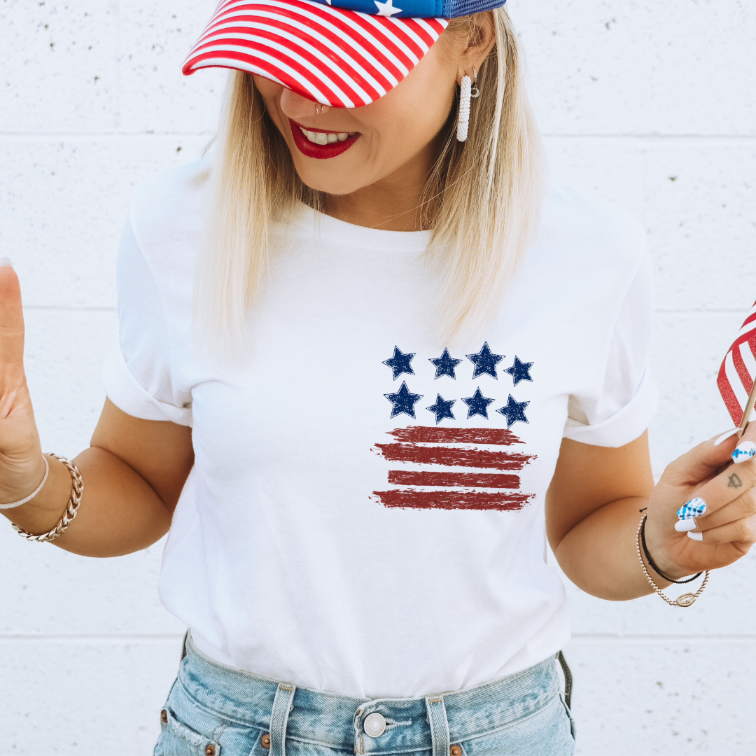 XO, Hannah - Vente T-shirt à imprimés – femme - FRONT & BACK aime Jésus et l'Amérique aussi5