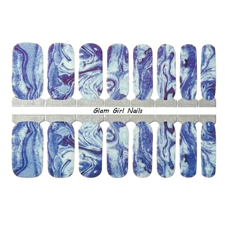 Blå Marmor Glitter Negleindpakning for engroshandel hos Glam Girl Nails