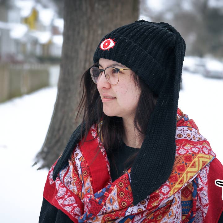 Triclops Rabbit - Wholesale Beanie - Unisex - Banny Beanie - Black Rabbit Ear Hat3