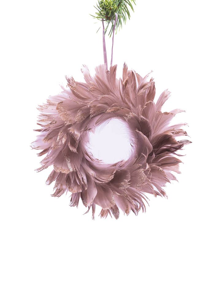 Brown Feathered Wreath with Platinum Tips for wholesale by Starlight Collection