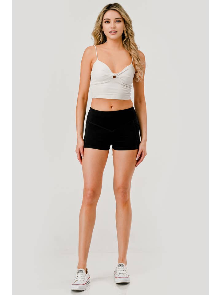 REDFINCH APPAREL INC - Wholesale Athletic Shorts - Women's - Womens V-Waist Biker Shorts With Side Pockets 4