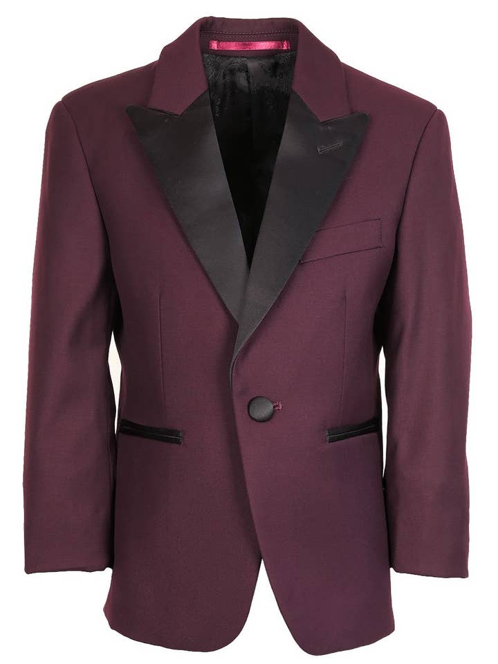 "Fitzgerald" Kids Plum Tuxedo Jacket (Separates) for wholesale by Cardi International