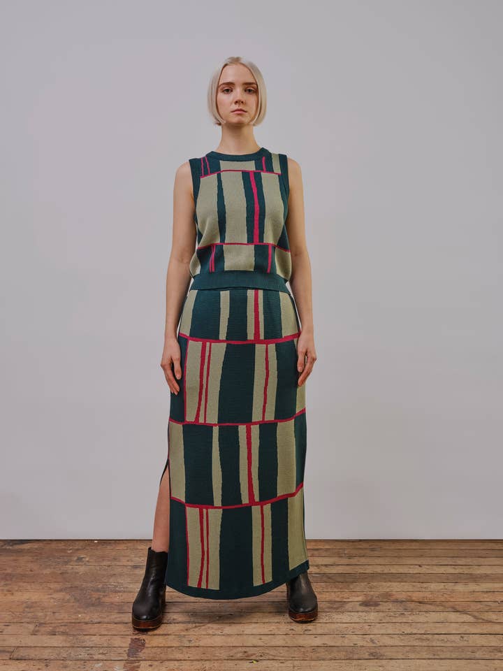 Piet Knit Jacquard Skirt - Cinchona for wholesale by The Endery