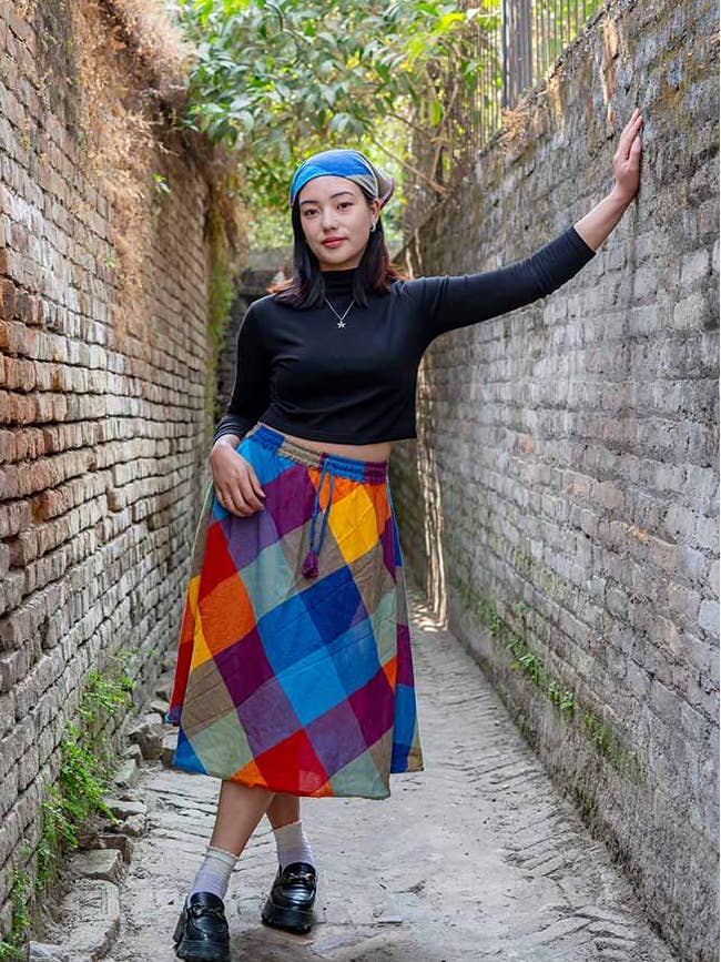 Katoenen rok van gemiddelde lengte voor wholesale door Ganesh Himal Trading