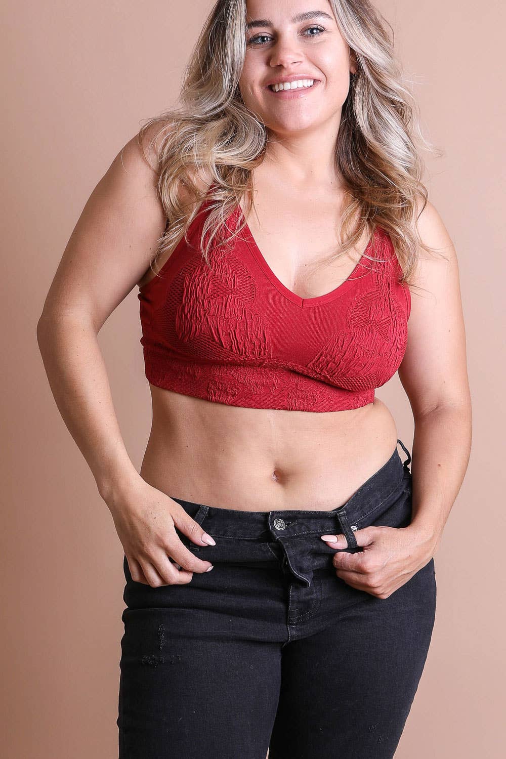 Leto Accessories - Wholesale Bralette - Women's - Chic Plus Size Textured Seamless Padded Brami7