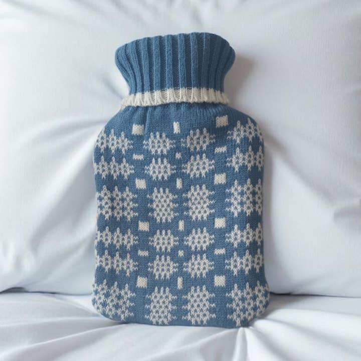 Blue Welsh Tapestry Blanket Design Hot Water Bottle for wholesale by Moose & Co