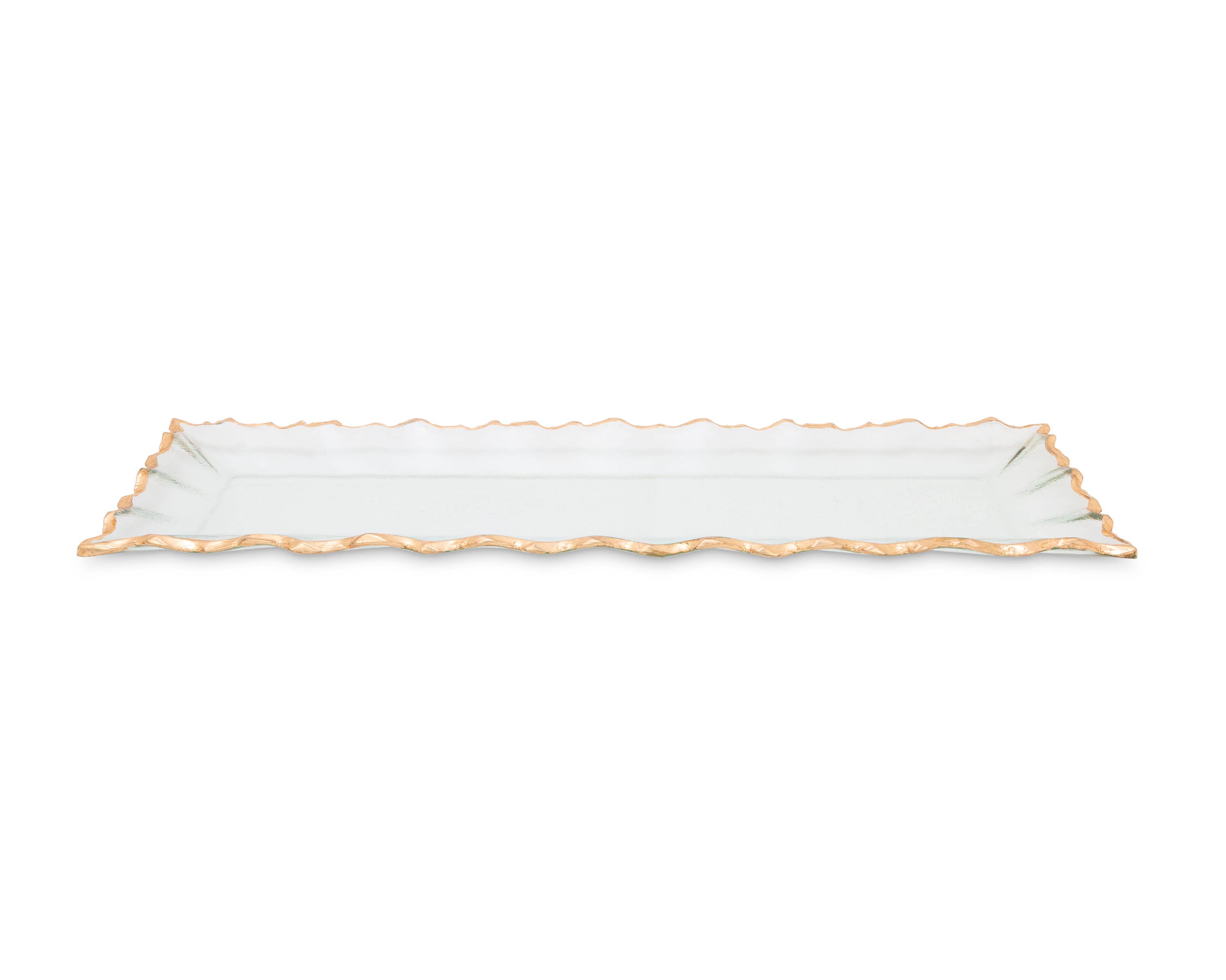 CLASSIC TOUCH DECOR INC. - Wholesale Decorative Tray - Glass Oblong Tray with Gold Edge - GT21381