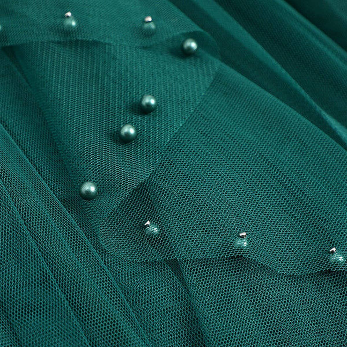 ACCITY - Wholesale Skirt - Women's - BEADED MESH PLEATED SKIRT A LINE TULLE SKIRT_CWBLS039823