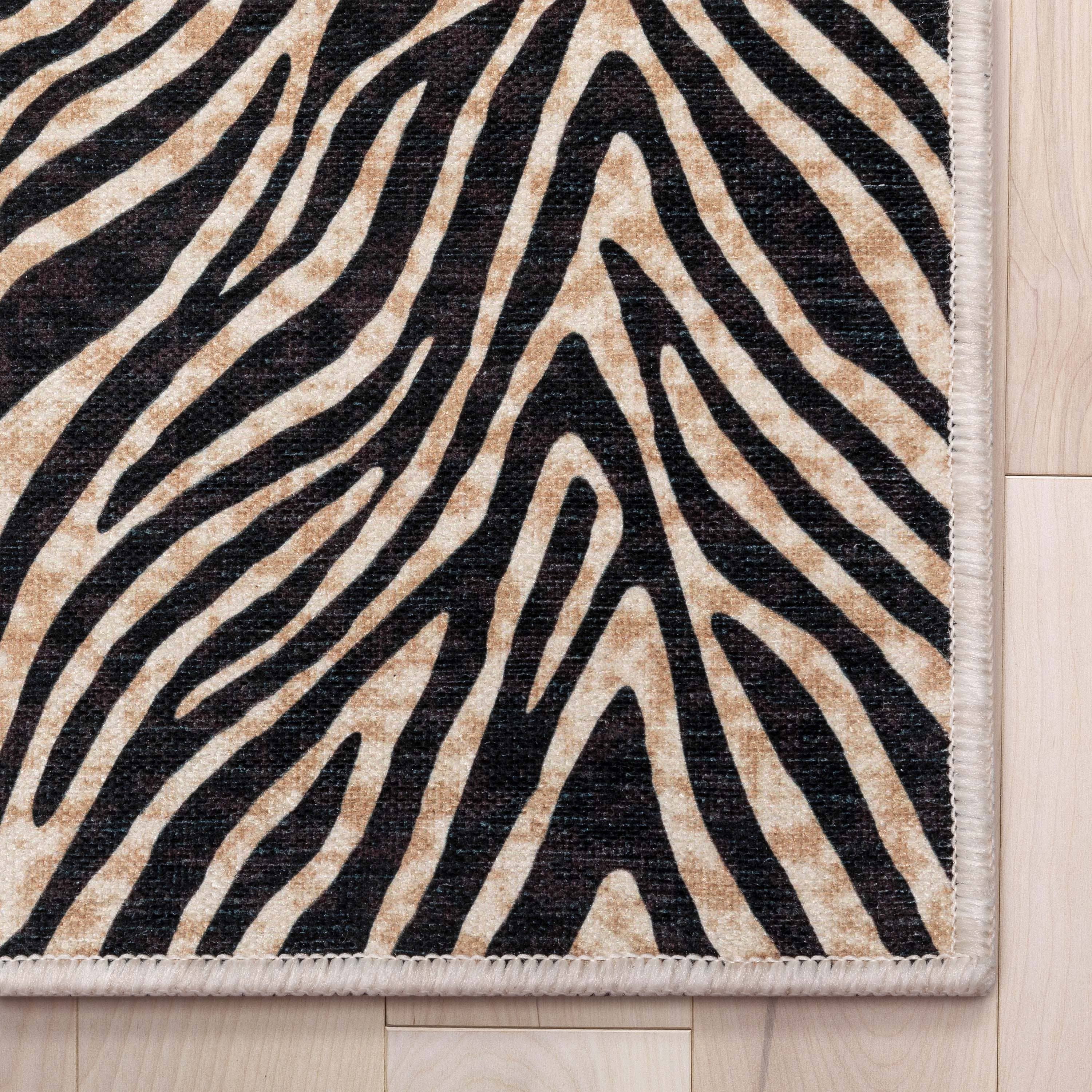 Well Woven - Wholesale Runner Rug - Custom Size Runner Modern Zebra Print Brown Choose Length2