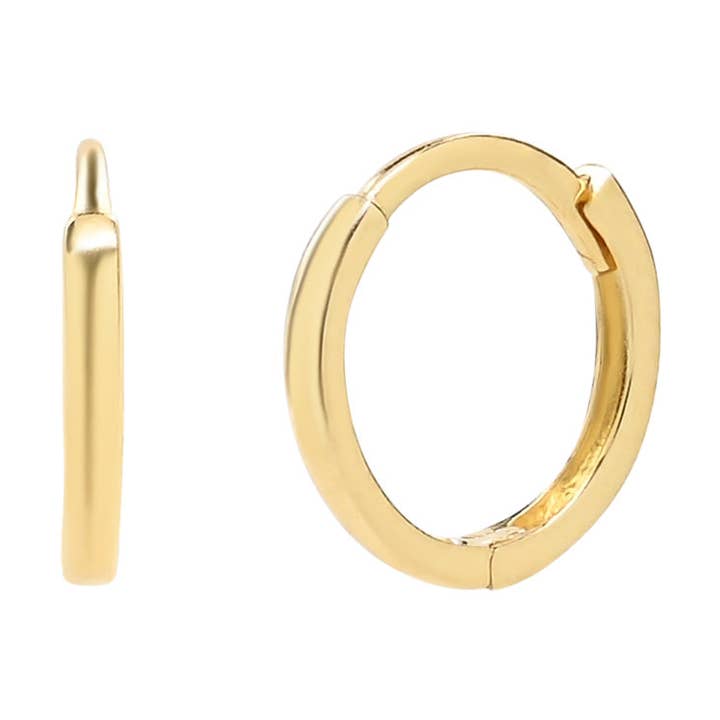 Orecchini a cerchio sottili in oro massiccio 14k per la vendita all'ingrosso da parte di Ofina Jewelry