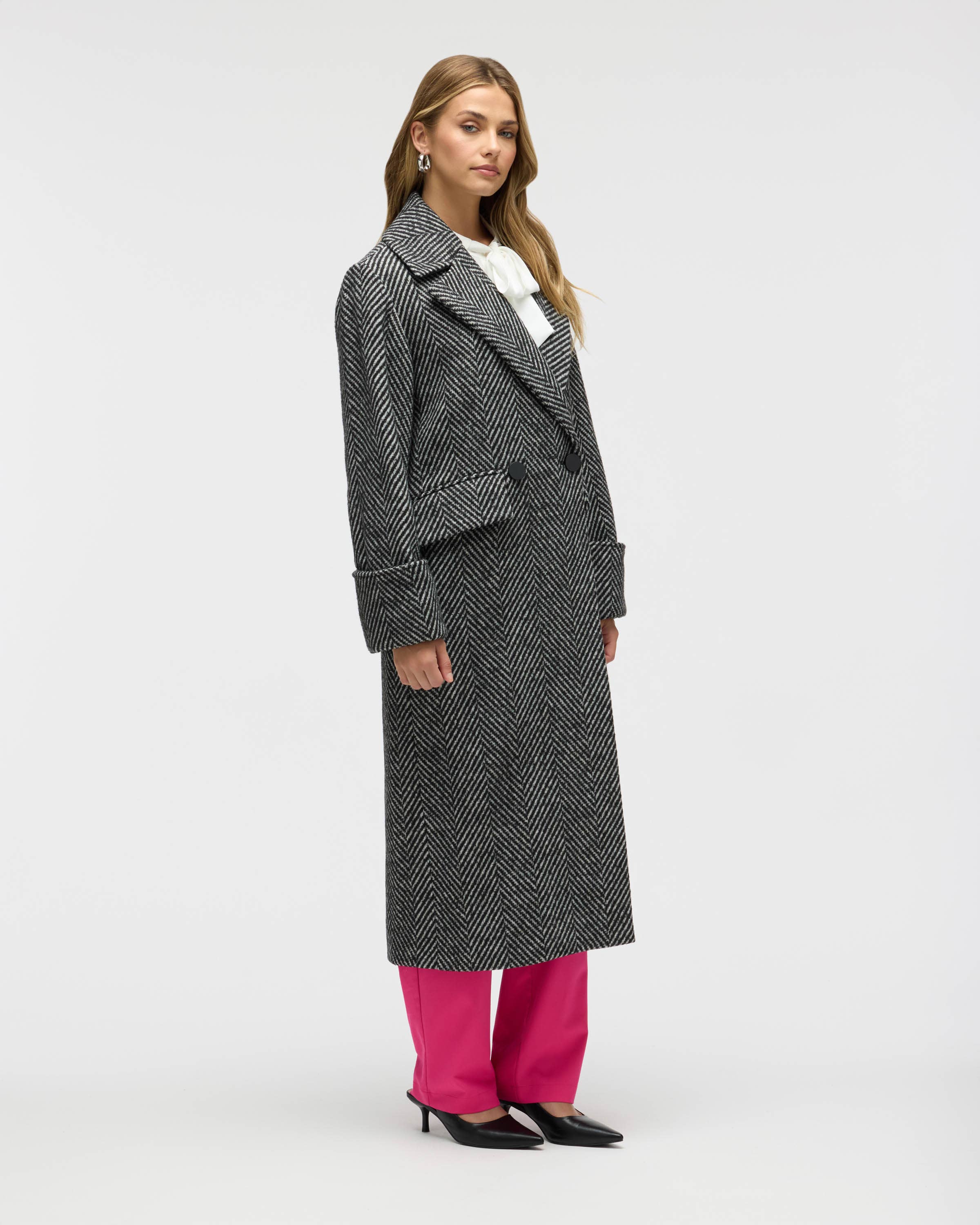 B5218NVL - Retro Bold Chevron Oversize Coat for wholesale on Faire6