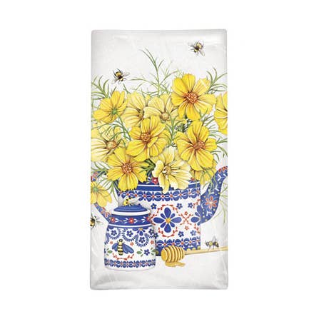 Cosmos Teapot Bagged Towel for wholesale by Mary Lake-Thompson Ltd.