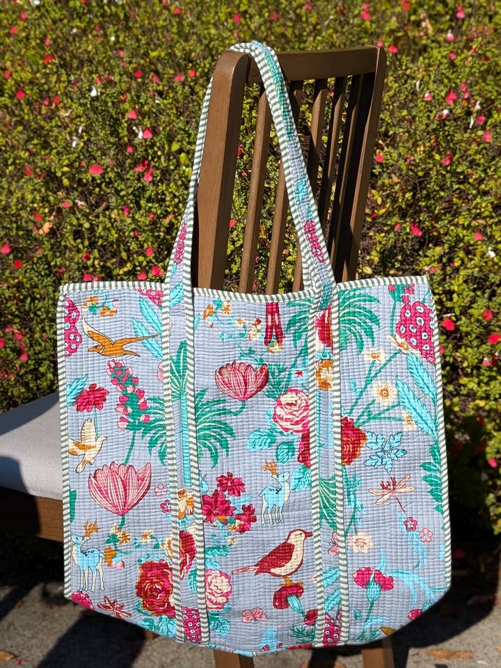 Earl Grey Jungle Print Tote Bag for wholesale by Mystic Marigold Co.