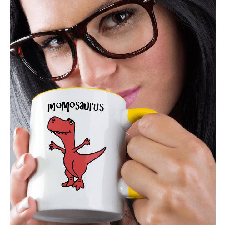 3dRose - Wholesale Coffee Mug - 3dRose, Funny Pink T-rex Dinosaur Momosaurus Mother Mom Cartoon, Mug1