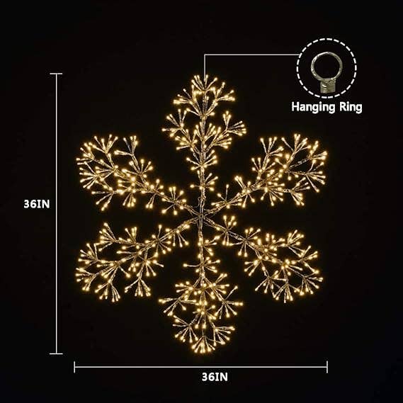 LIGHTSHARE - Wholesale Christmas Decoration - Warm White Snowflake Light - 24IN and 36IN Options Available6