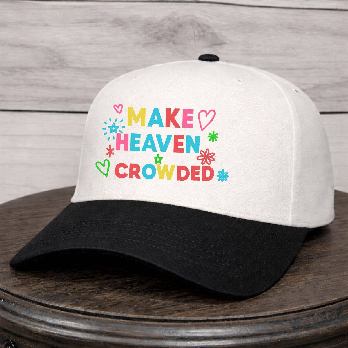 LC Elizabeth – wholesale Trucker hat – Women’s – Make Heaven Crowded Patchwork | LC Elizabeth Original | Embroidered Trucker Hat1