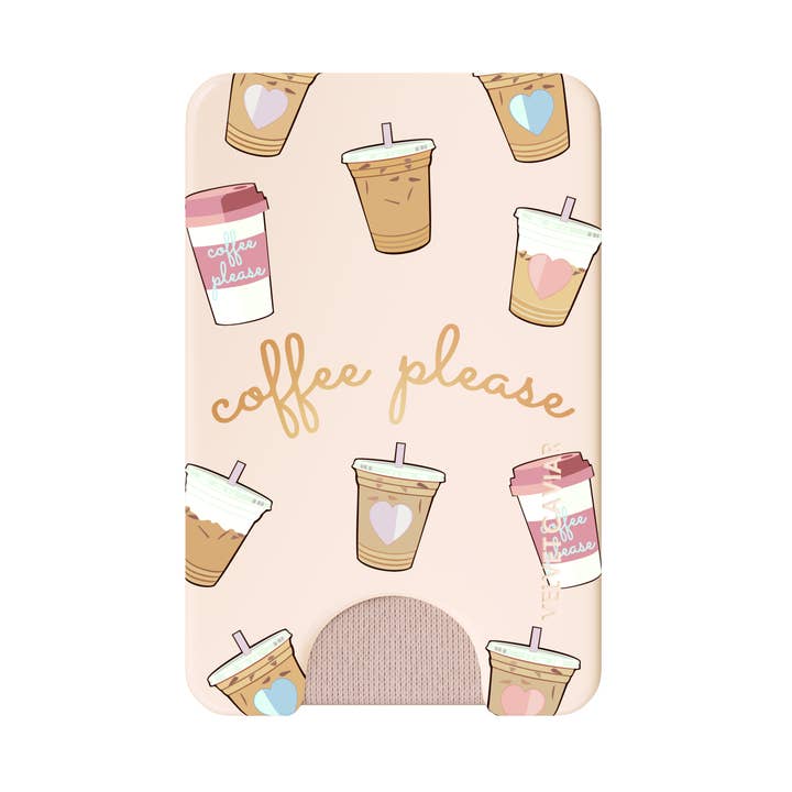 Magnetic Phone Wallet- Coffee Please for wholesale by VELVET CAVIAR
