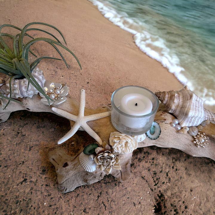 Ocean Whimsy Shop - Wholesale Decorative Tabletop Object - Large Grapewood and Candle Centerpiece3