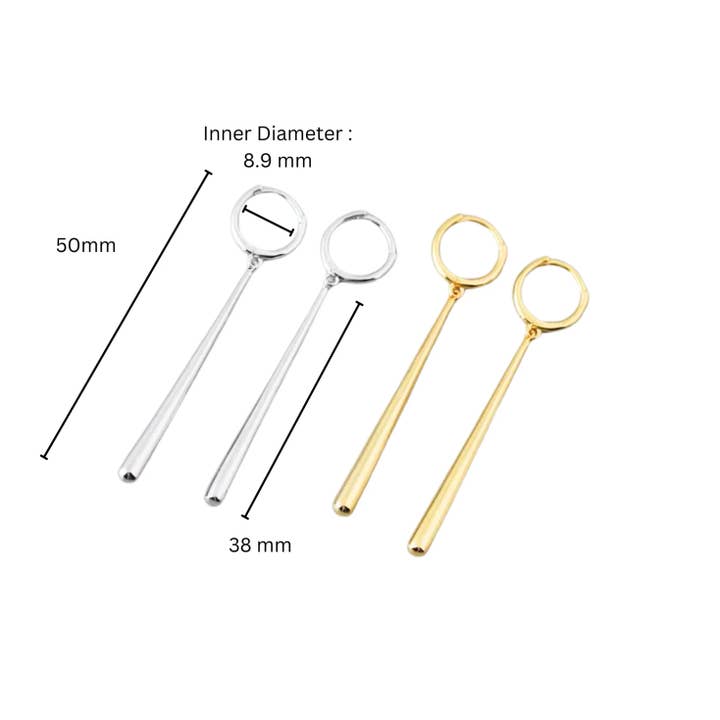 Everly Yours - Wholesale Dangle Earrings - Lila 14K Gold Long Bar Pendant Earring2