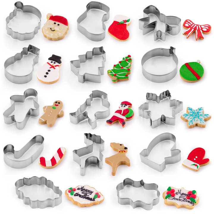 Zulay Kitchen - Wholesale Biscuit cutter - Metal Christmas Cookie Cutters (14-Pieces)1