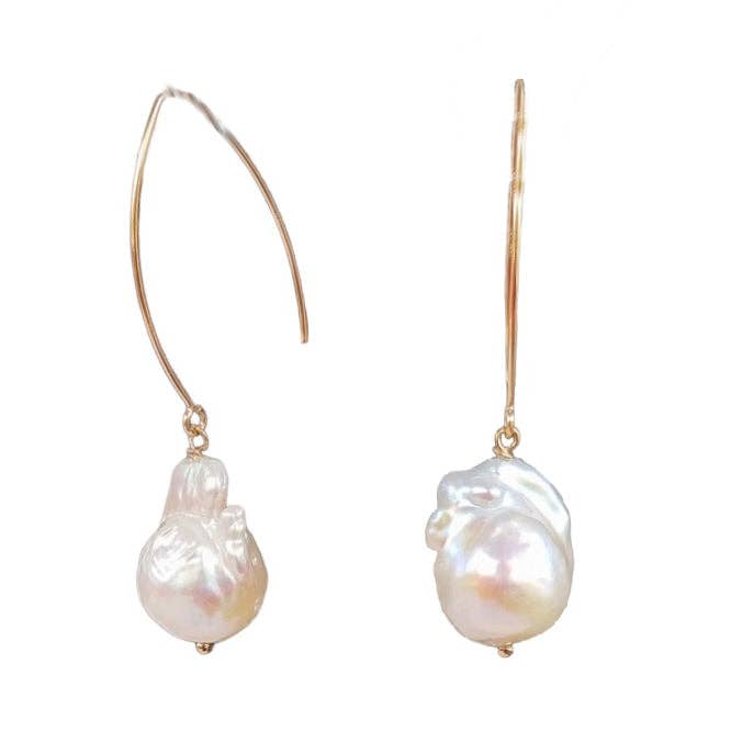 Lotus Large Baroque Freshwater Pearl drop Earrings for wholesale by PearlGem Designs