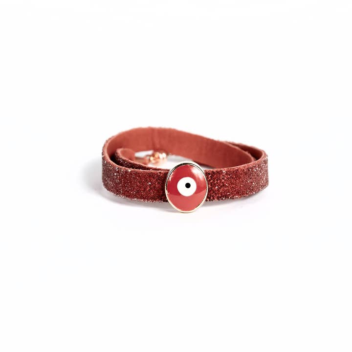 Doppelarmreif Kirsche Antikrosa mit Nazar-Amulett für den Großhandel von She.Rise